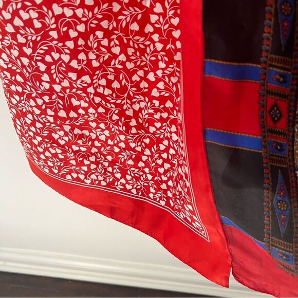 Christine Chaney Scarf Dress Red Patchwork Silk Size Medium Boho Art to Wear - Picture 4 of 8